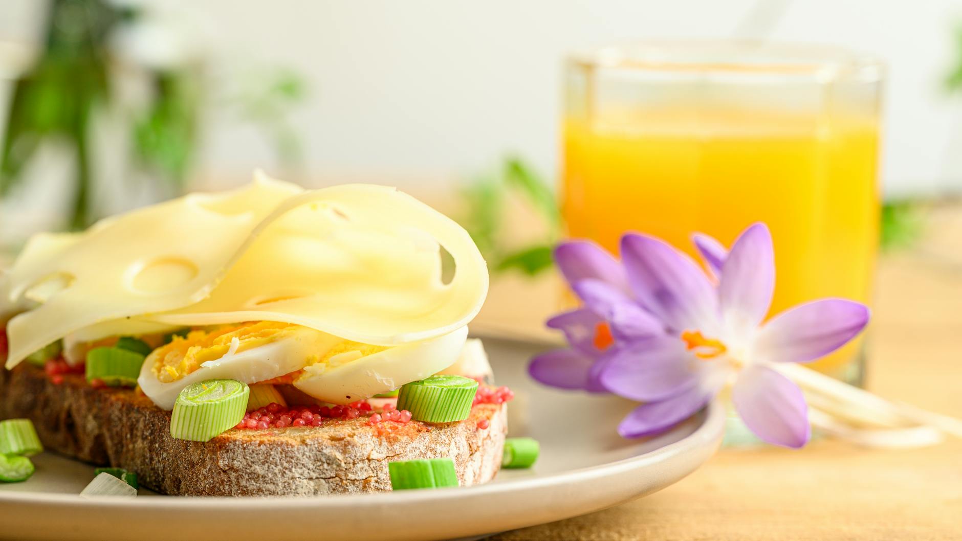 Bruine kaas op brood in Scandinavische stijl