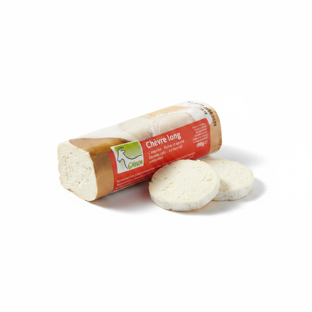 Soignon Chèvre Long Franse geitenkaas rol met twee schijfjes