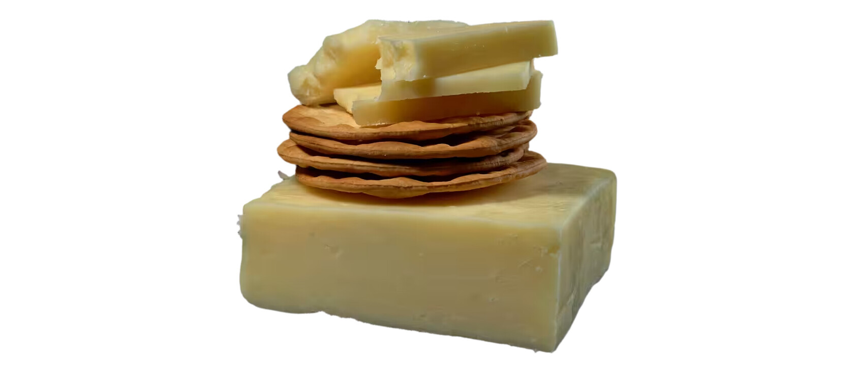 Cheddar White Vintage kaas op witte achtergrond